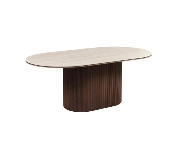 Aqua DT V1 Brown – Esstisch 200 × 110 × 76 cm – Beigefarbene Keramikplatte