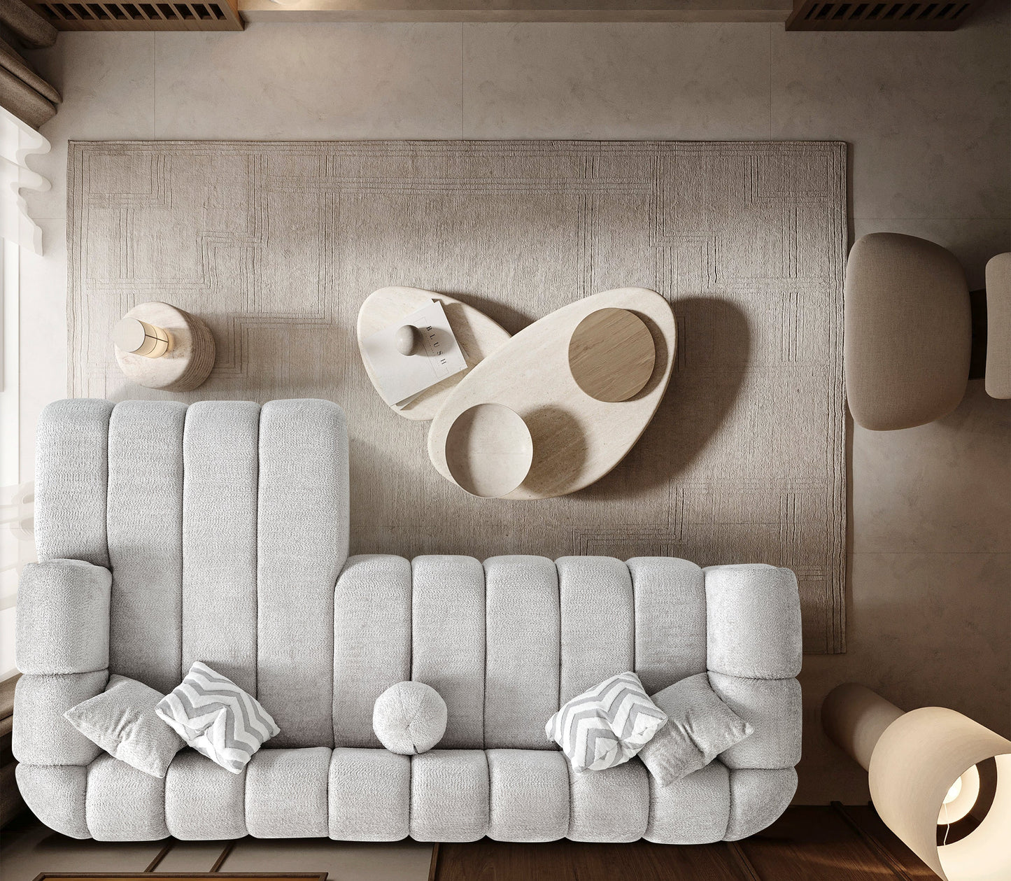 Luxuriöses Ecksofa – 290 × 160 cm – Modernes Design in Bouclé-Stoff