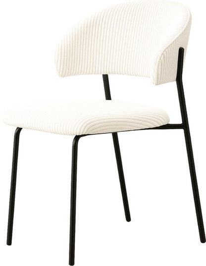 Linea – Moderner Esszimmerstuhl aus Rippstoff in Creme