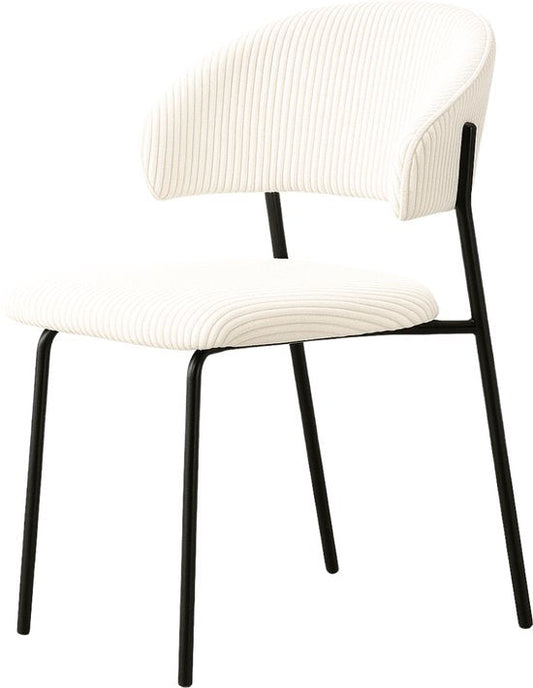 Linea – Moderner Esszimmerstuhl aus Rippstoff in Creme