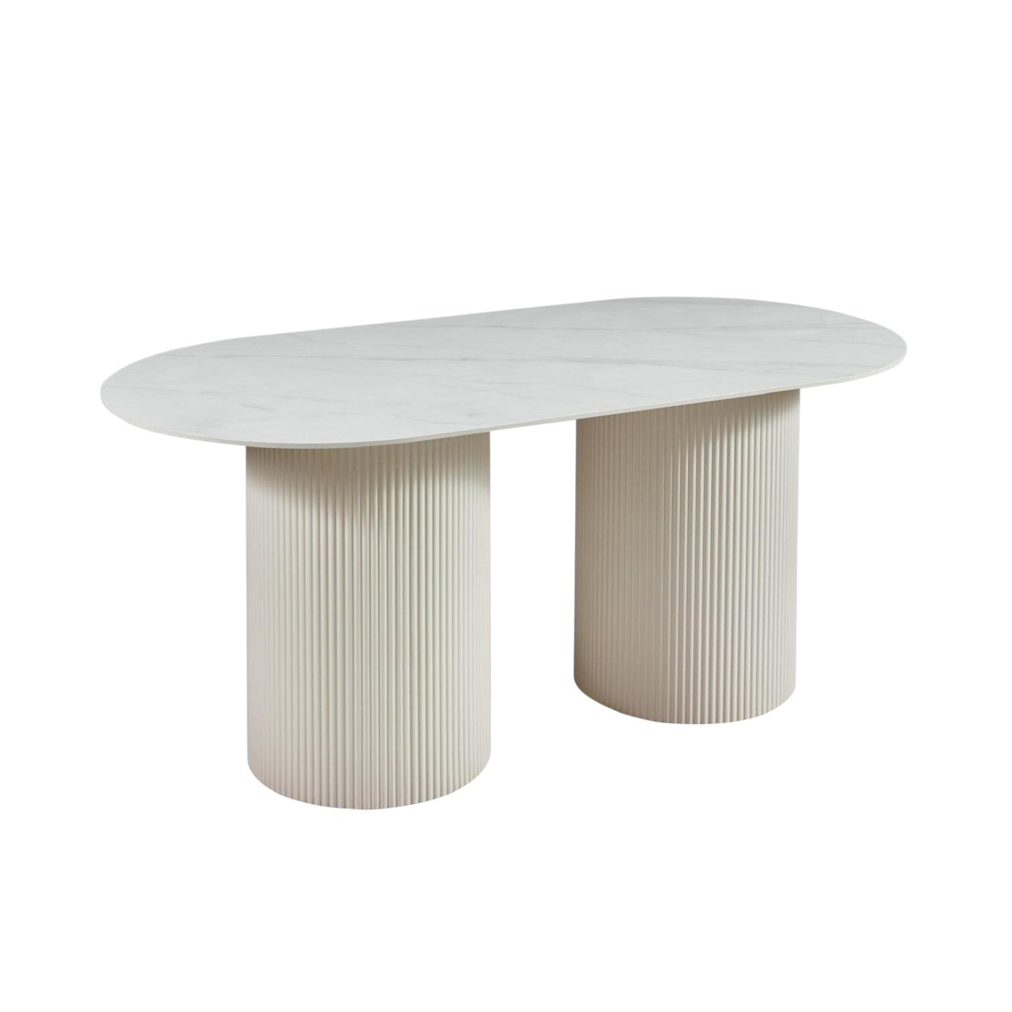Erona – Ovaler Esstisch mit geriffelten Säulenbeinen