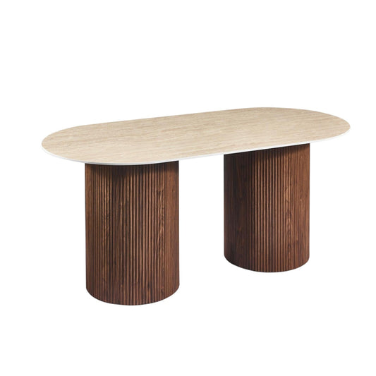 Erona – Ovaler Esstisch mit geriffelten Säulenbeinen