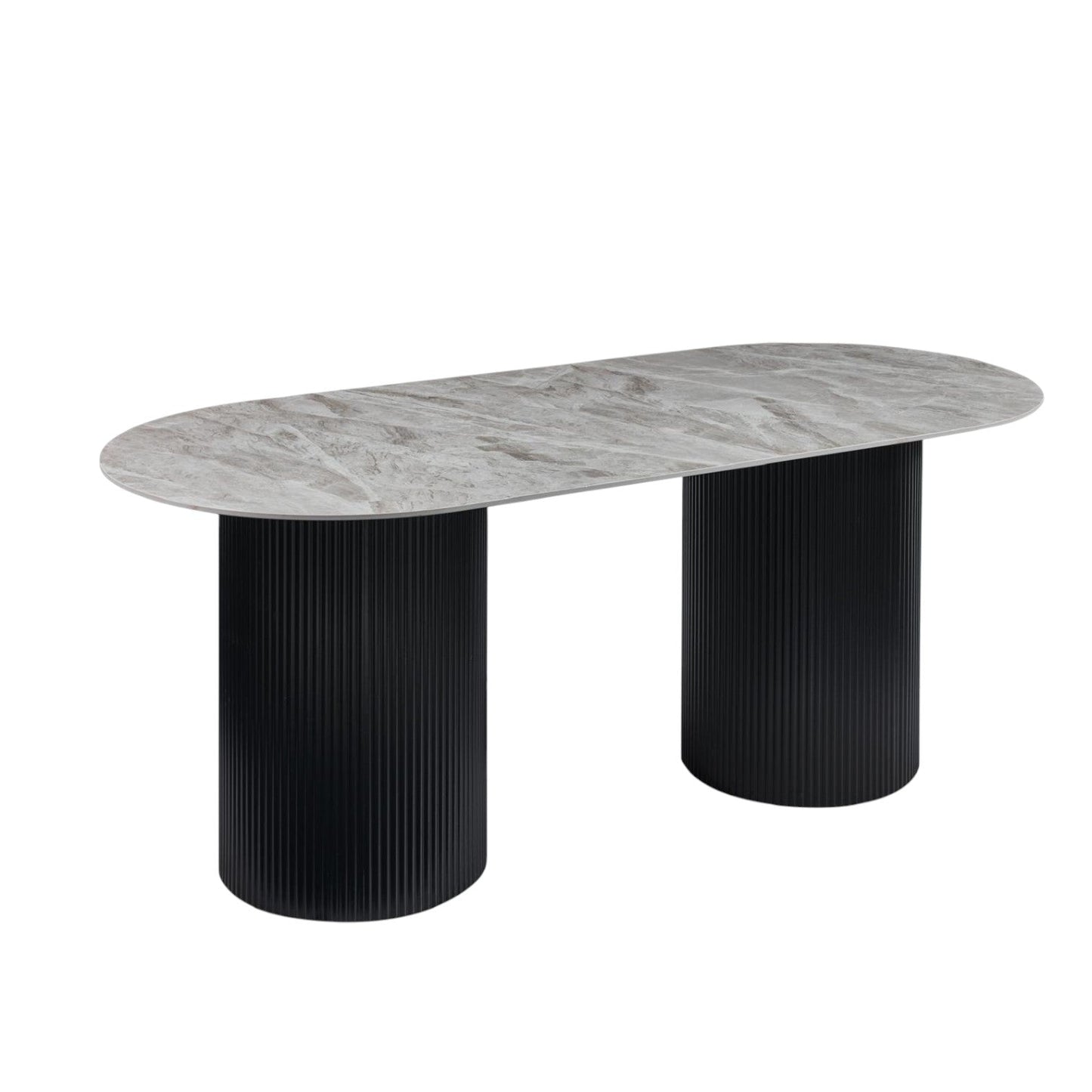 Erona – Ovaler Esstisch mit geriffelten Säulenbeinen