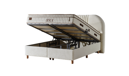 BOHEM – Luxus-Boxspringbett mit Matratze und Stauraum