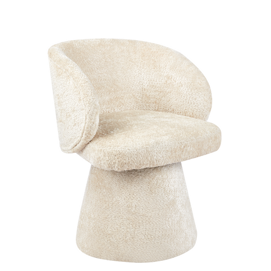 Aleni | Bouclé-Drehstuhl in skulpturaler Form