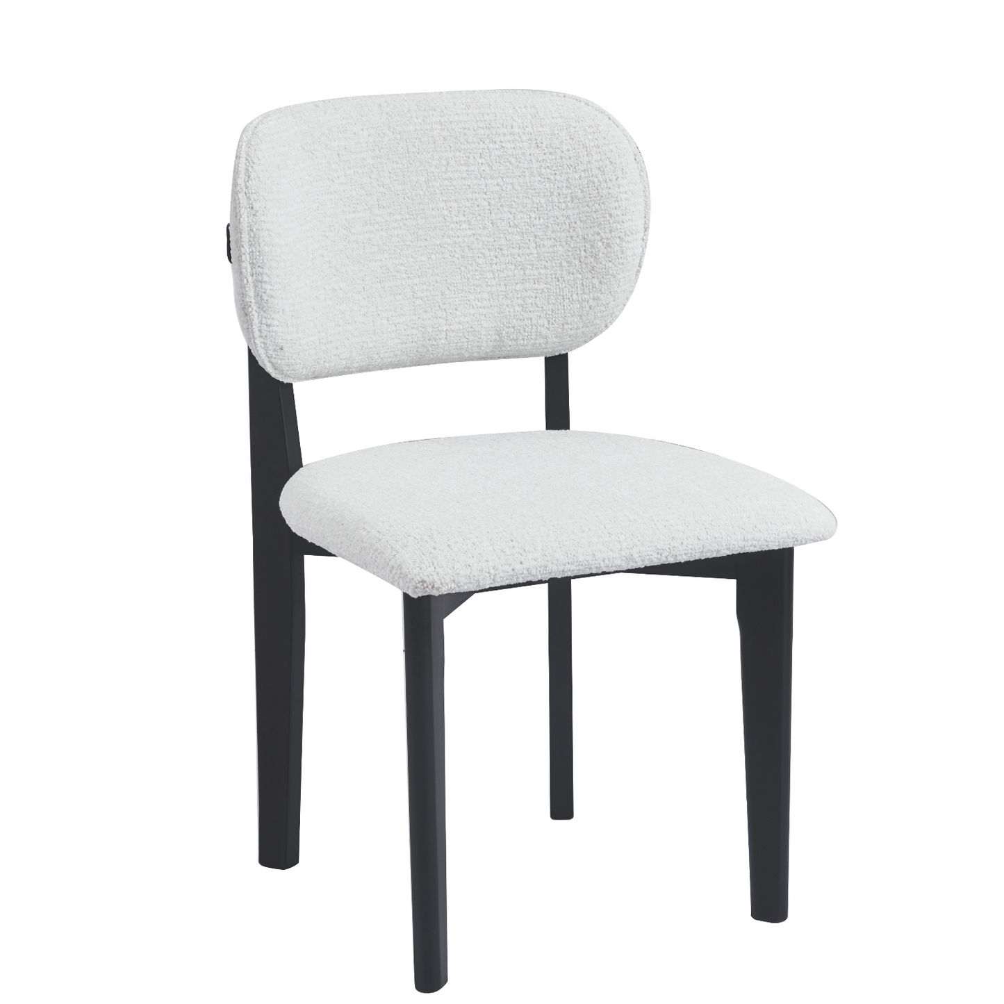 Retro-Designstuhl – Bouclé-Stoff mit Holzgestell (Creme, Schwarz oder Braun)