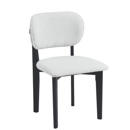 Retro-Designstuhl – Bouclé-Stoff mit Holzgestell (Creme, Schwarz oder Braun)