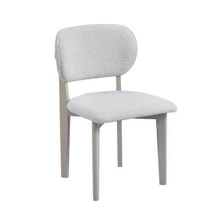 Retro-Designstuhl – Bouclé-Stoff mit Holzgestell (Creme, Schwarz oder Braun)