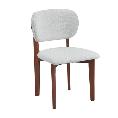 Retro-Designstuhl – Bouclé-Stoff mit Holzgestell (Creme, Schwarz oder Braun)