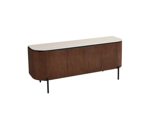 Aqua BF Brown Sideboard – 190 × 50 × 80 cm – Beigefarbene Keramikplatte