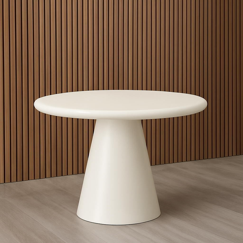 Moderne runde Esstisch – Cremeweiß (Ø135 cm)
