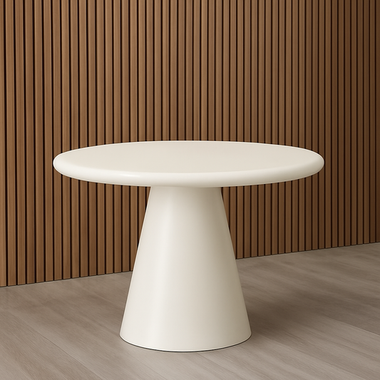 Moderne runde Esstisch – Cremeweiß (Ø135 cm)