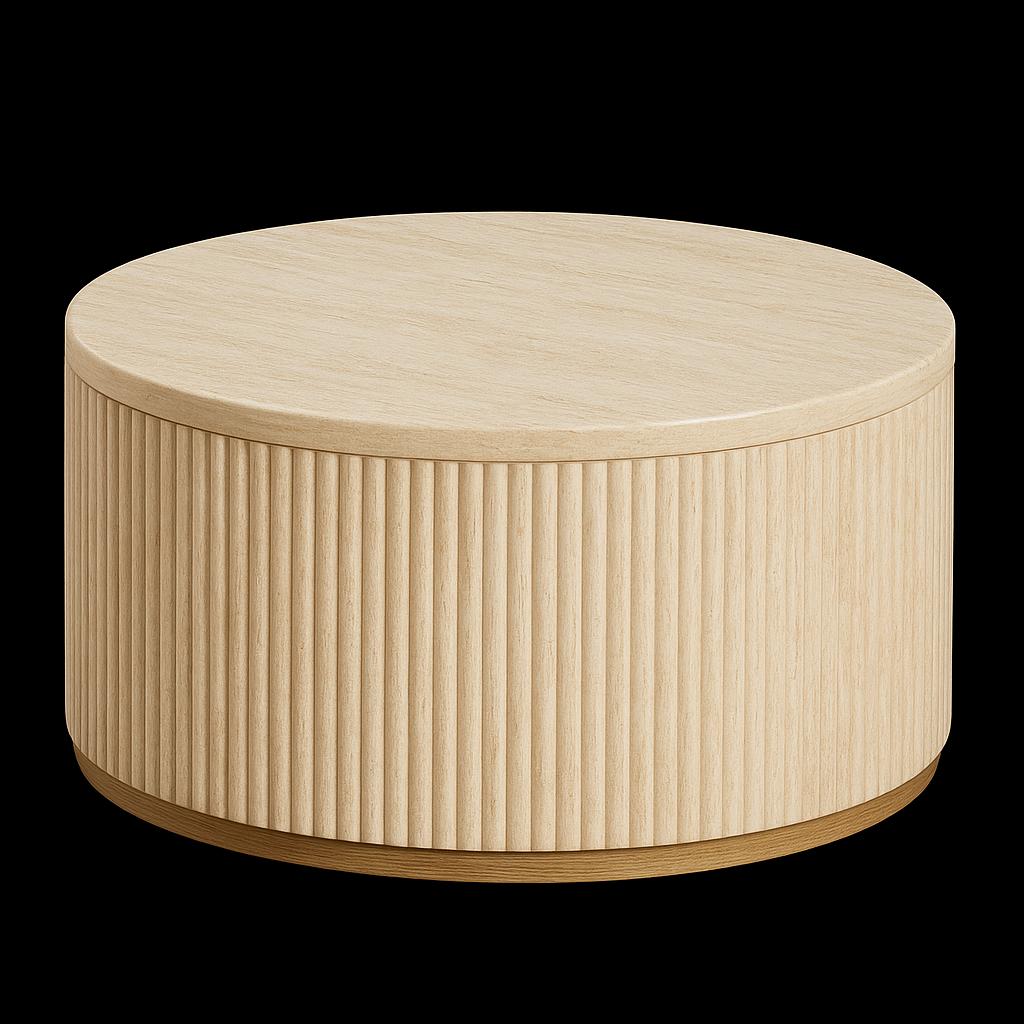 Flintstone runder Couchtisch – Natürliche Eichenholz-Optik (Ø80 cm)