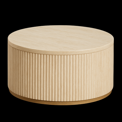 Flintstone runder Couchtisch – Natürliche Eichenholz-Optik (Ø80 cm)