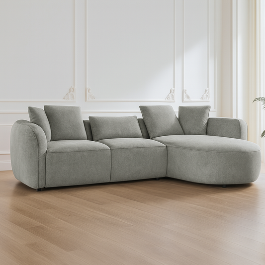 Lioris | Moderne Eckbank aus weichem Stoff mit runden Formen