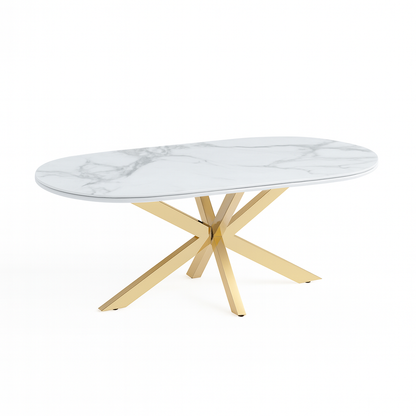 Cavallo – Keramischer Couchtisch mit Marmoroptik und Edelstahlgestell