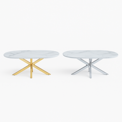 Cavallo – Keramischer Couchtisch mit Marmoroptik und Edelstahlgestell