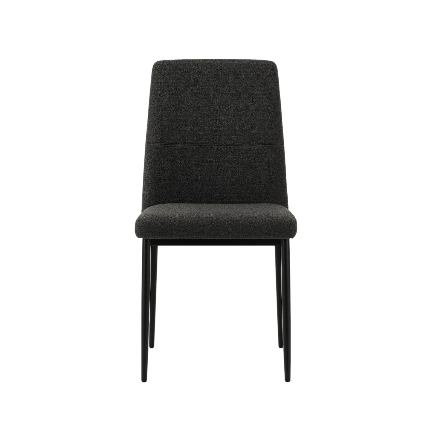 Renzo – Esszimmerstuhl mit Bouclé-Bezug und schwarzen Metallbeinen
