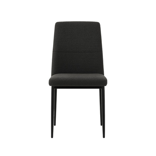 Renzo – Esszimmerstuhl mit Bouclé-Bezug und schwarzen Metallbeinen