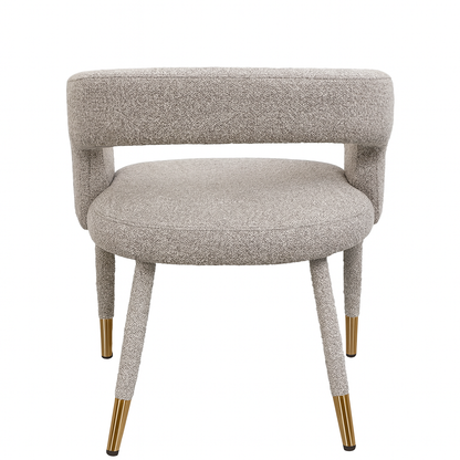 Lunetta | Bouclé-Esszimmerstuhl mit goldenen Details