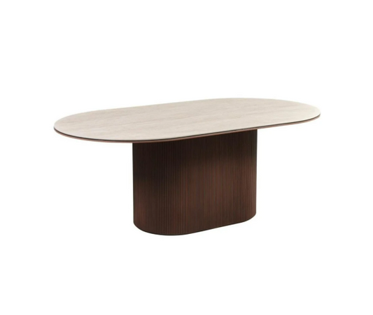 Aqua DT V1 Brown – Esstisch 200 × 110 × 76 cm – Beigefarbene Keramikplatte