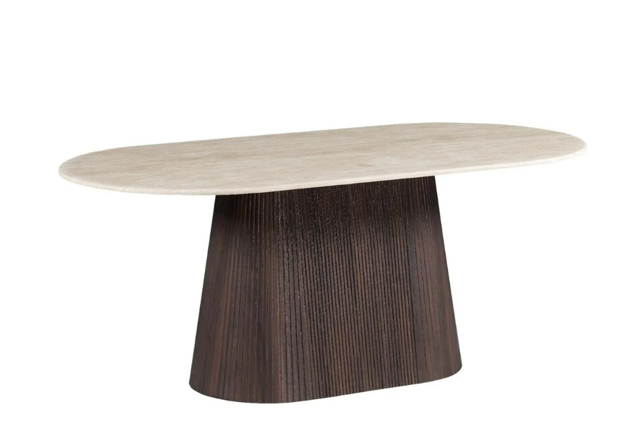 KIMBERLY Braun DT Oval – Eleganter ovaler Esstisch mit luxuriöser Marmoroptik