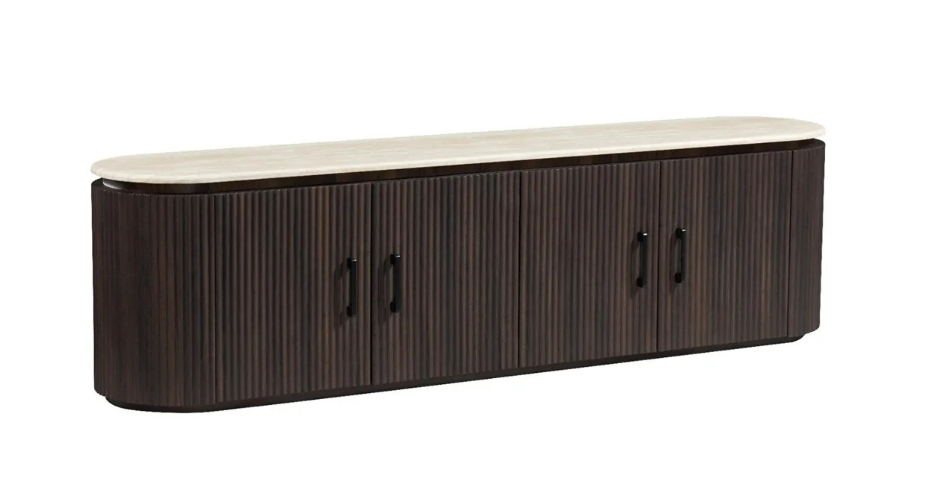 KIMBERLY Braun TT 200 × 40 × 55 – Luxuriöses TV-Möbel mit Marmoroptik