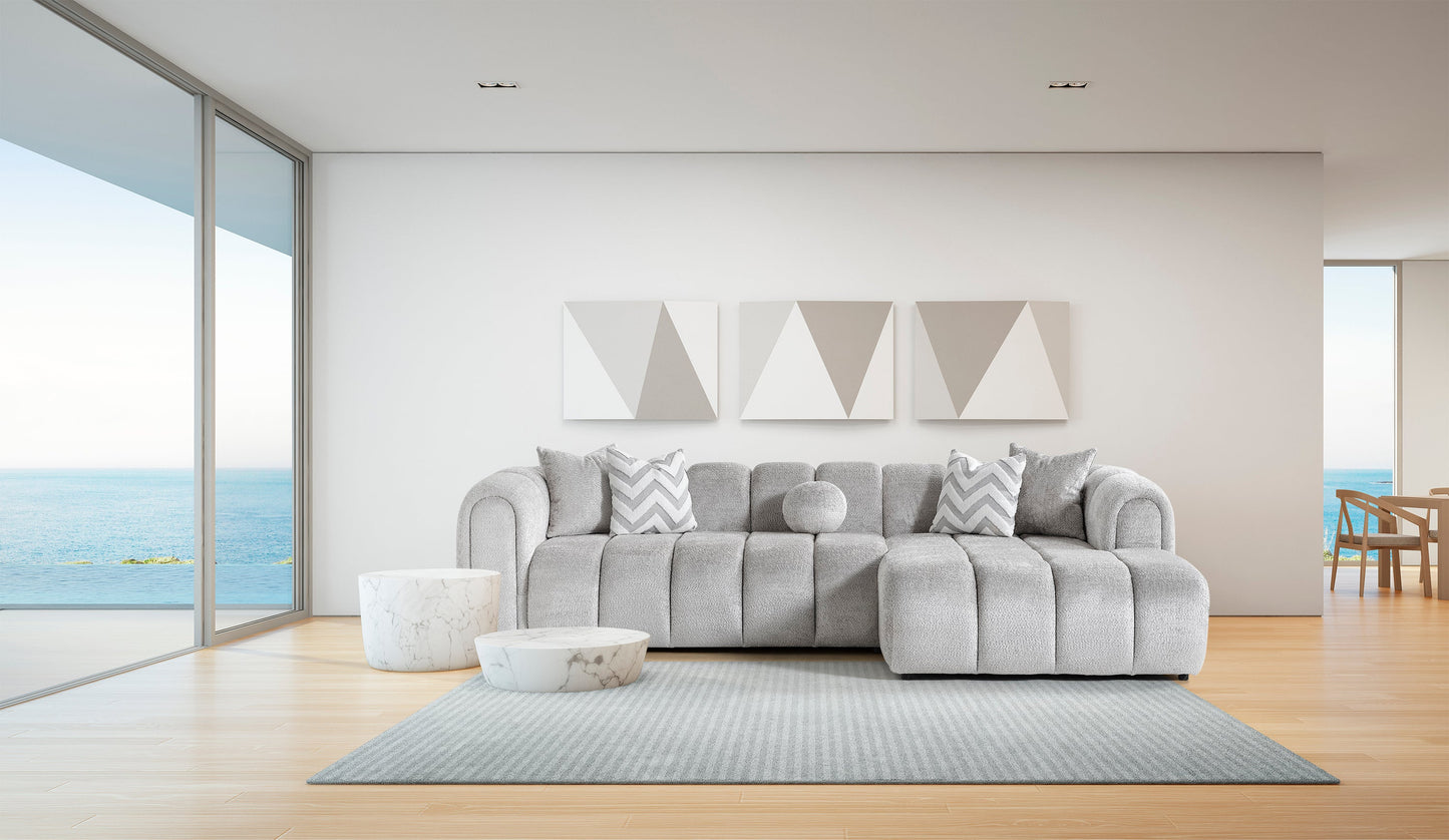 Luxuriöses Ecksofa – 290 × 160 cm – Modernes Design in Bouclé-Stoff
