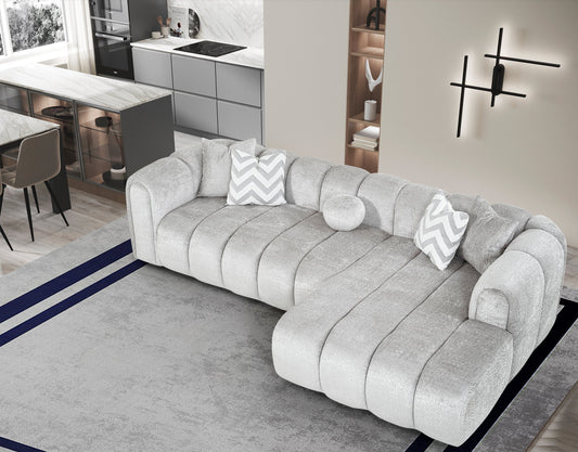 Luxuriöses Ecksofa – 290 × 160 cm – Modernes Design in Bouclé-Stoff