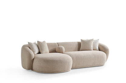 Oslo Rundsofa – 290 × 76 × 140 cm – Beigefarbener Bouclé mit organischer Form