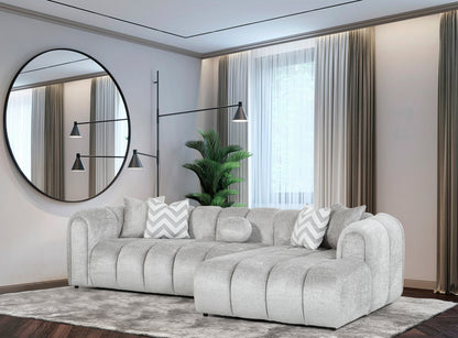 Luxuriöses Ecksofa – 290 × 160 cm – Modernes Design in Bouclé-Stoff
