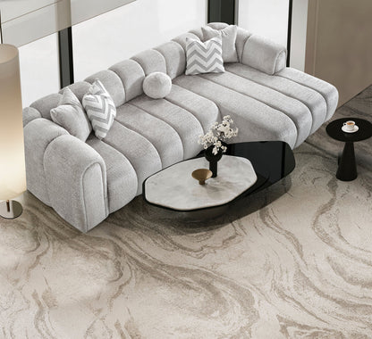 Luxuriöses Ecksofa – 290 × 160 cm – Modernes Design in Bouclé-Stoff