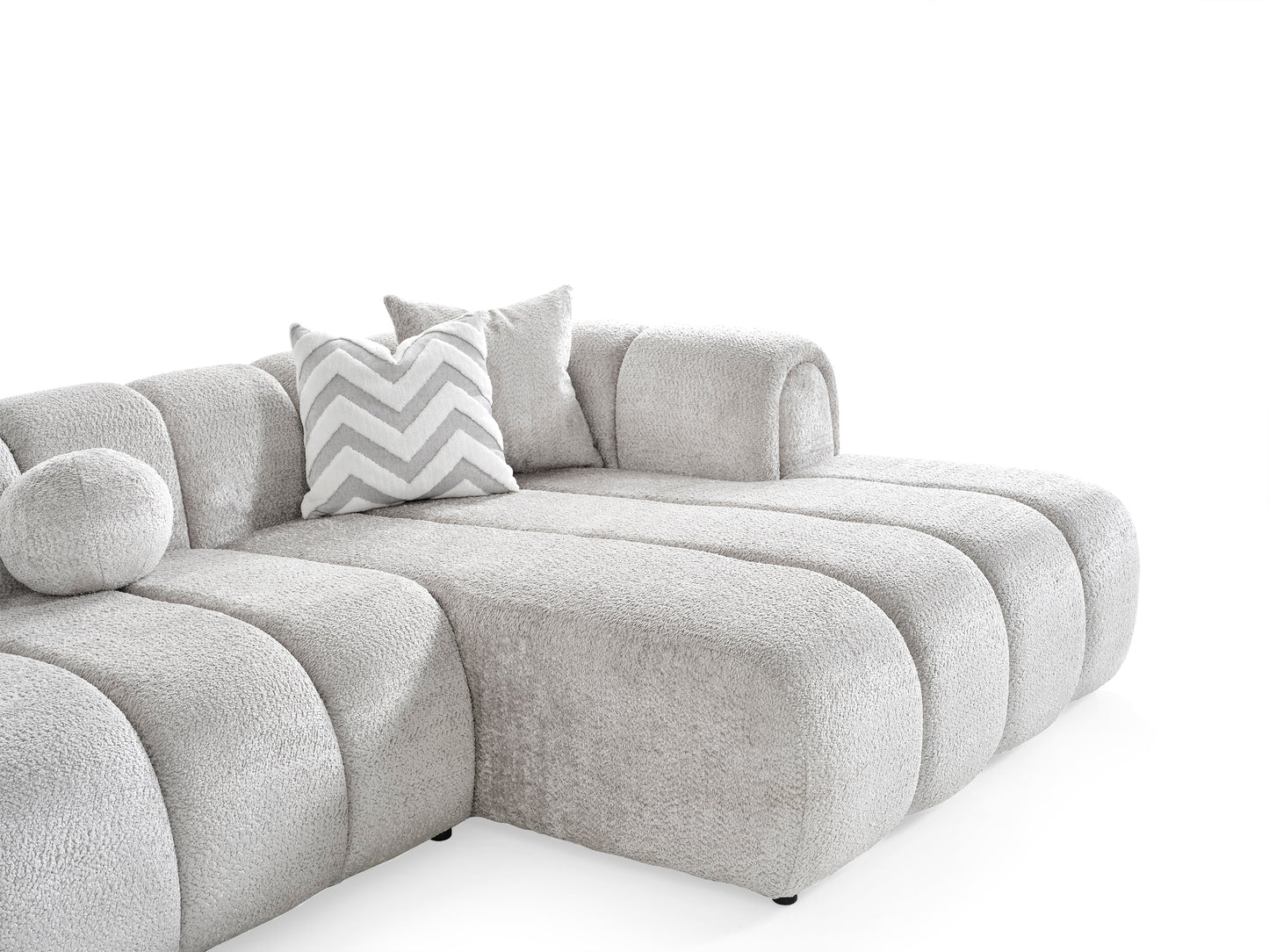 Luxuriöses Ecksofa – 290 × 160 cm – Modernes Design in Bouclé-Stoff