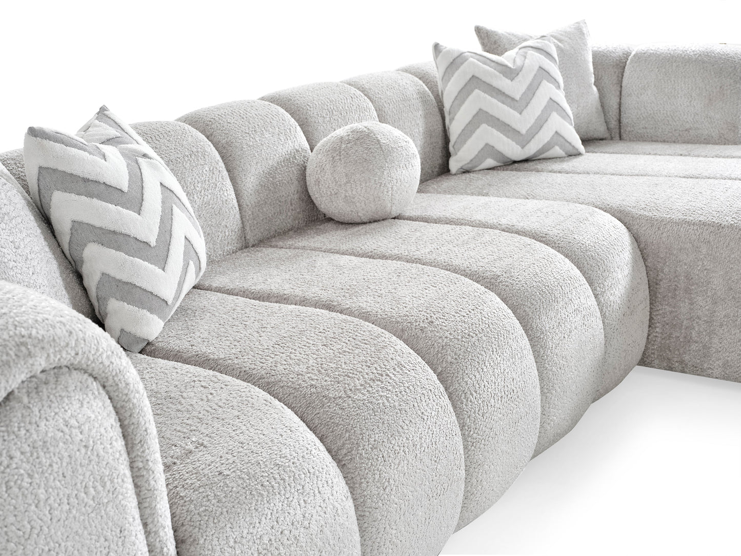 Luxuriöses Ecksofa – 290 × 160 cm – Modernes Design in Bouclé-Stoff