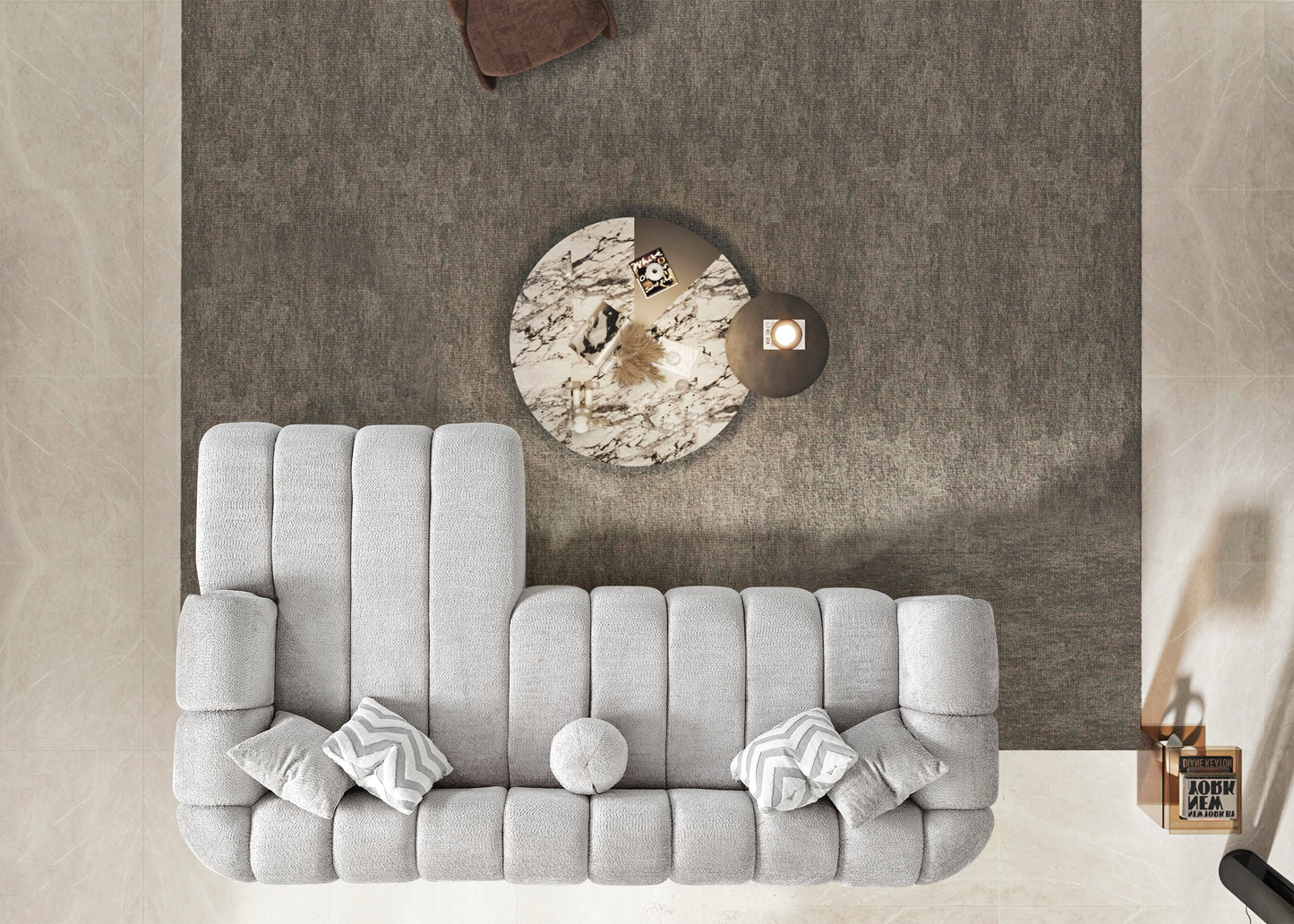 Luxuriöses Ecksofa – 290 × 160 cm – Modernes Design in Bouclé-Stoff