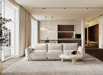 Marseille 3-Sitzer-Sofa – 255 × 70 × 100 cm – Elegantes Beige mit tiefer Sitzfläche