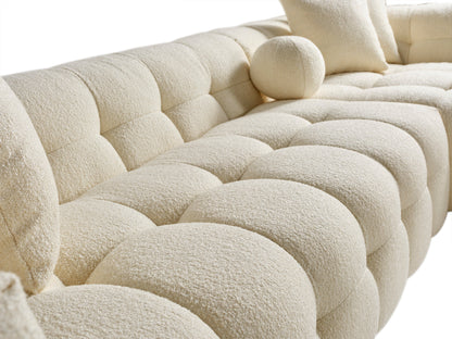 Amsterdam Ecksofa – 290 × 275 cm – Cremefarbene Bouclé-Luxusausführung