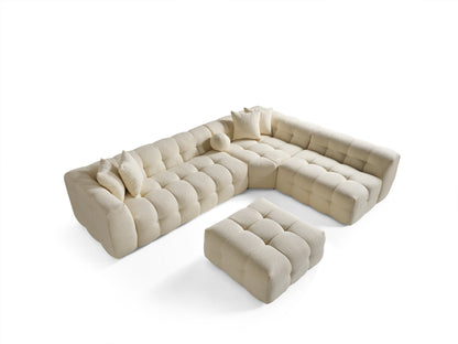 Amsterdam Ecksofa – 290 × 275 cm – Cremefarbene Bouclé-Luxusausführung