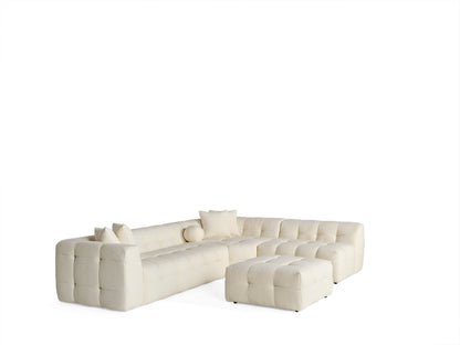 Amsterdam Ecksofa – 290 × 275 cm – Cremefarbene Bouclé-Luxusausführung