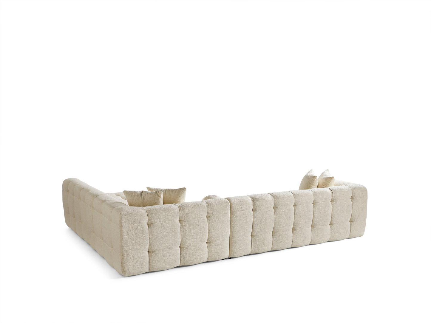 Amsterdam Ecksofa – 290 × 275 cm – Cremefarbene Bouclé-Luxusausführung