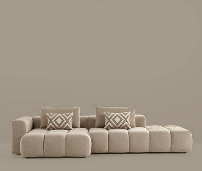 Paris Modulares Lounge-Sofa – 330 × 62 × 150 cm – Beiger Strukturstoff mit Blockdesign