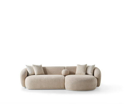 Oslo Rundsofa – 290 × 76 × 140 cm – Beigefarbener Bouclé mit organischer Form