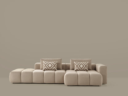 Paris Modulares Lounge-Sofa – 330 × 62 × 150 cm – Beiger Strukturstoff mit Blockdesign