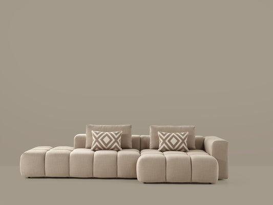 Paris Modulares Lounge-Sofa – 330 × 62 × 150 cm – Beiger Strukturstoff mit Blockdesign