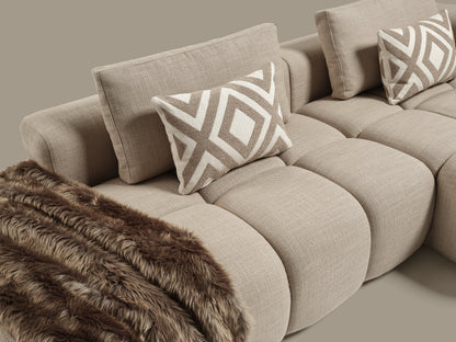 Paris Modulares Lounge-Sofa – 330 × 62 × 150 cm – Beiger Strukturstoff mit Blockdesign