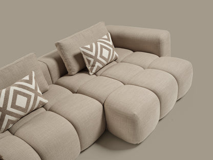 Paris Modulares Lounge-Sofa – 330 × 62 × 150 cm – Beiger Strukturstoff mit Blockdesign