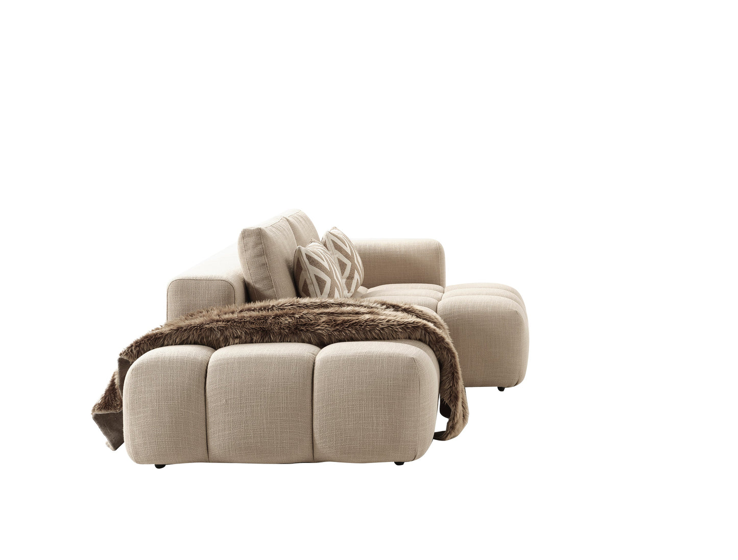 Paris Modulares Lounge-Sofa – 330 × 62 × 150 cm – Beiger Strukturstoff mit Blockdesign