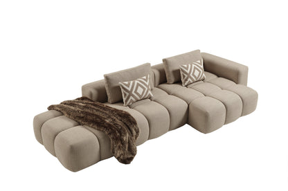 Paris Modulares Lounge-Sofa – 330 × 62 × 150 cm – Beiger Strukturstoff mit Blockdesign