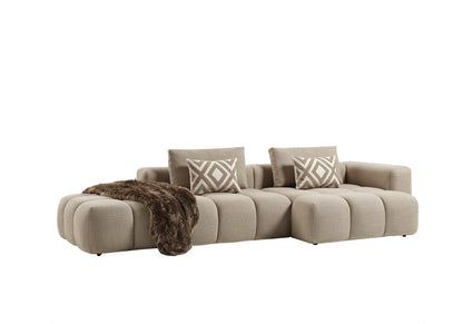 Paris Modulares Lounge-Sofa – 330 × 62 × 150 cm – Beiger Strukturstoff mit Blockdesign
