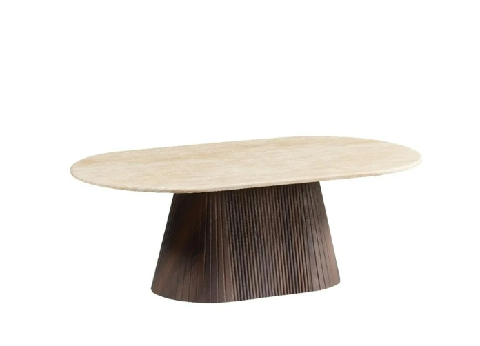 KIMBERLY Braun CT oval 130 × 70 × 45, Flintstone-Kunstmarmorplatte